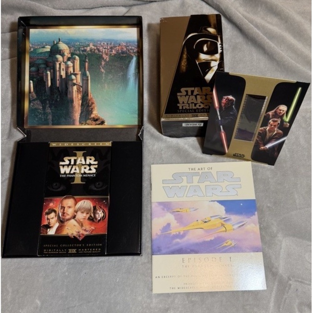 Star Wars VHS Lot Trilogy SE THX 1997 + Episode I Collector's Film Strip Set